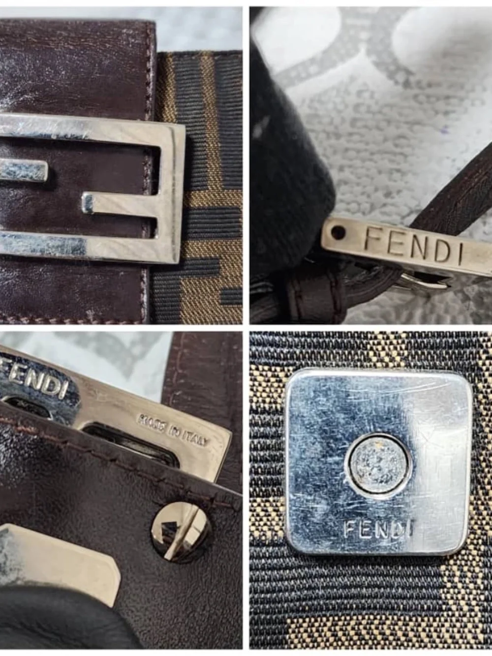 Authentic FENDI Zucca Shoulder Bag Brown